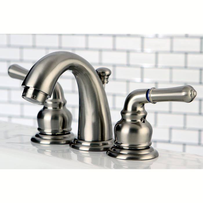 Kingston Tulare KB918 - Magellan Two-Handle 3-Hole Deck Mount Widespread Bathroom Faucet with Pop-Up Drain, Brushed Nickel