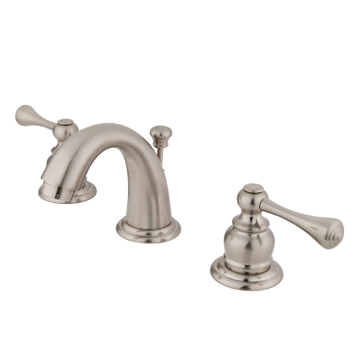 Kingston Tulare KB918BL - Vintage Two-Handle 3-Hole Deck Mount Widespread Bathroom Faucet with Pop-Up Drain, Brushed Nickel