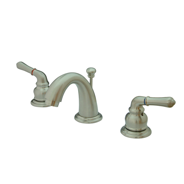 Kingston Tulare KB918 - Magellan Two-Handle 3-Hole Deck Mount Widespread Bathroom Faucet with Pop-Up Drain, Brushed Nickel