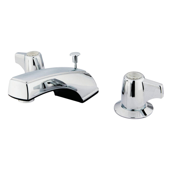 Kingston Tulare KB920B - Americana Two-Handle 3-Hole Deck Mount Widespread Bathroom Faucet with Pop-Up Drain, Polished Chrome