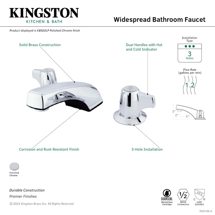 Americana KB920LP Two-Handle 3-Hole Deck Mount Widespread Bathroom Faucet, Polished Chrome