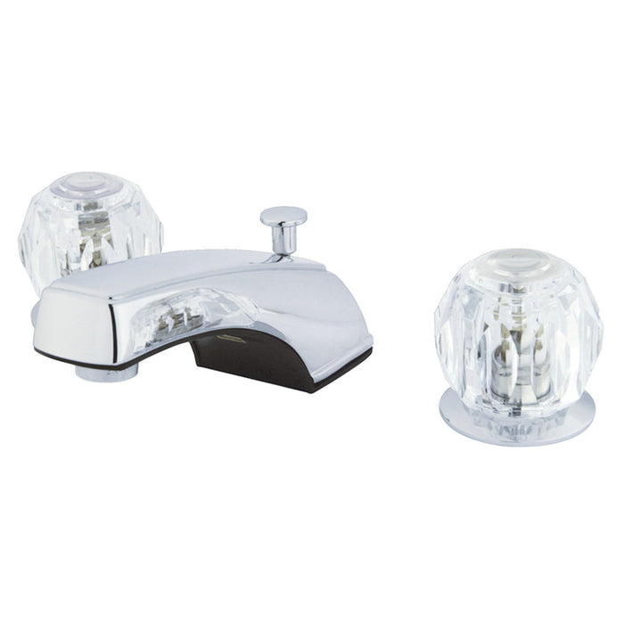 Kingston Tulare KB921 - Americana Two-Handle 3-Hole Deck Mount Widespread Bathroom Faucet with ABS Pop-Up Drain, Polished Chrome