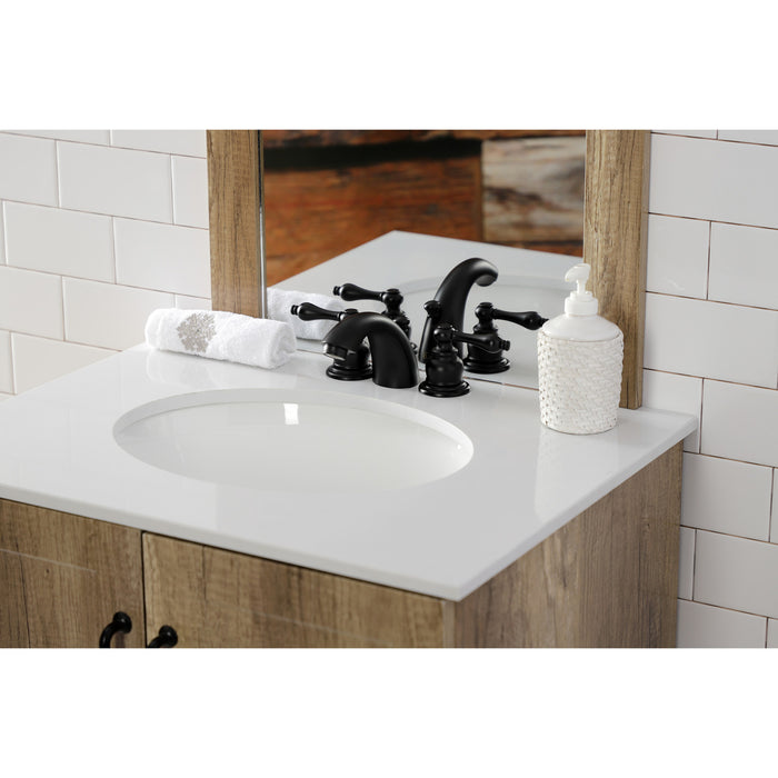 Kingston Heirloom KB940AL - Victorian Two-Handle 3-Hole Deck Mount Mini-Widespread Bathroom Faucet with Pop-Up Drain, Matte Black