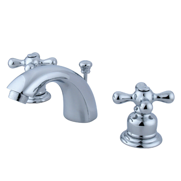 Kingston Heirloom KB941AX - Victorian Two-Handle 3-Hole Deck Mount Mini-Widespread Bathroom Faucet with Pop-Up Drain, Polished Chrome