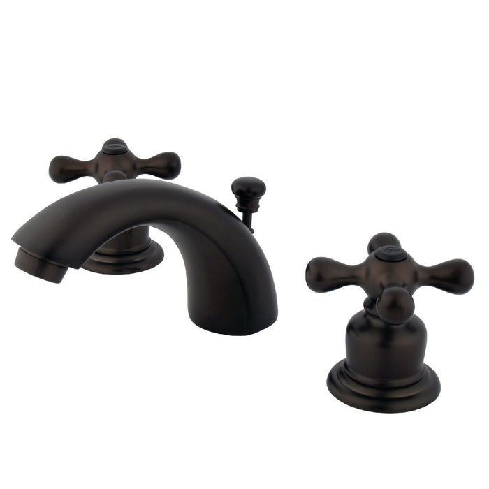 Kingston Heirloom KB945AX - Victorian Two-Handle 3-Hole Deck Mount Mini-Widespread Bathroom Faucet with Pop-Up Drain, Oil Rubbed Bronze