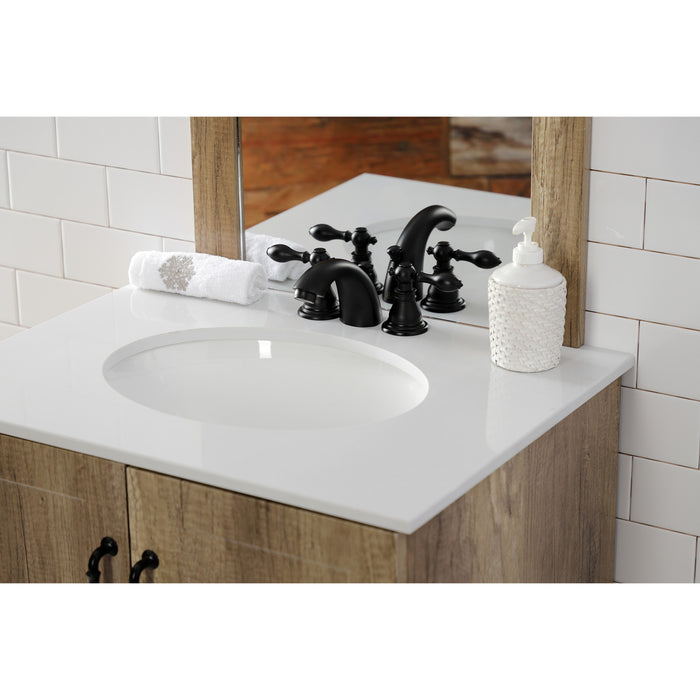 Kingston Tulare KB950ACL - American Classic Two-Handle 3-Hole Deck Mount Mini-Widespread Bathroom Faucet with Pop-Up Drain, Matte Black