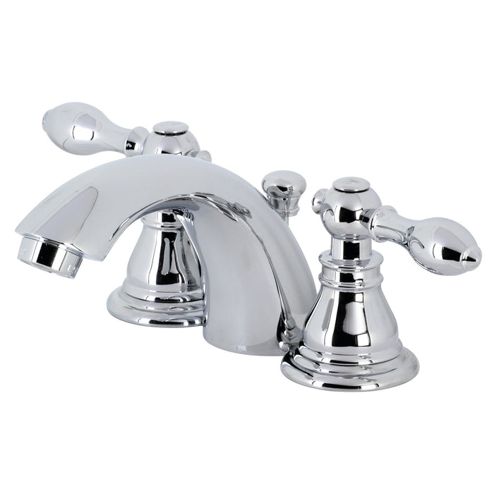 Kingston Tulare KB951ACL - American Classic Two-Handle 3-Hole Deck Mount Mini-Widespread Bathroom Faucet with Pop-Up Drain, Polished Chrome