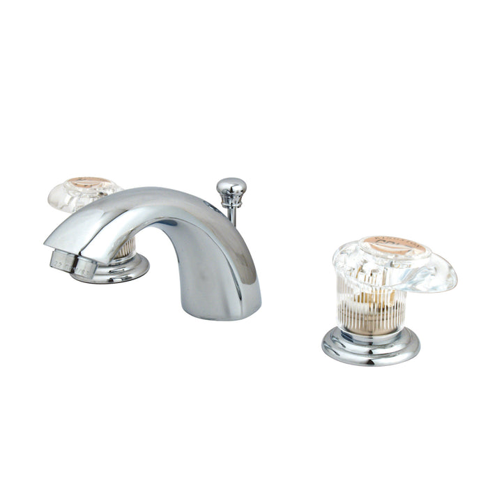 Kingston Tulare KB951ALL - Magellan Two-Handle 3-Hole Deck Mount Mini-Widespread Bathroom Faucet with Pop-Up Drain, Polished Chrome