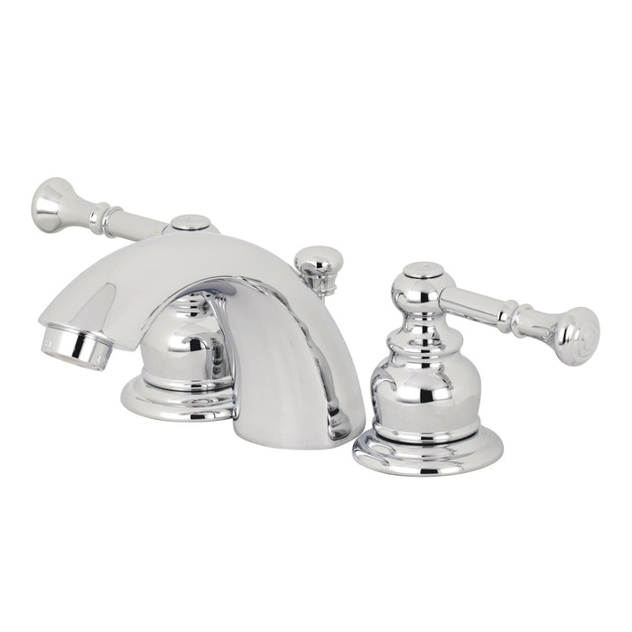 Kingston Tulare KB951NL - Naples Two-Handle 3-Hole Deck Mount Mini-Widespread Bathroom Faucet with Pop-Up Drain, Polished Chrome