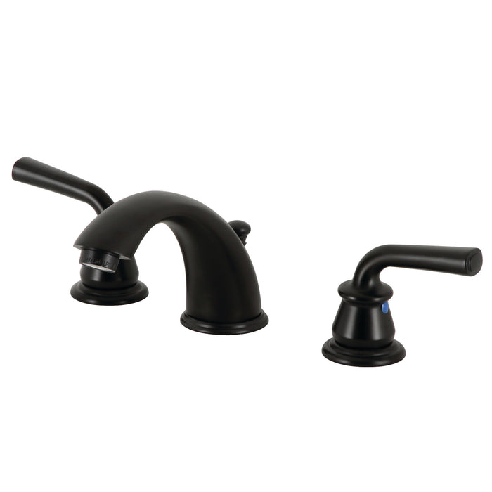 Kingston Tulare KB960RXL - Restoration Two-Handle 3-Hole Deck Mount Widespread Bathroom Faucet with Pop-Up Drain, Matte Black