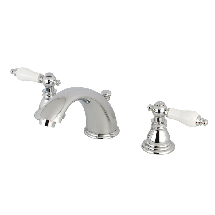 American Patriot KB961APL Two-Handle 3-Hole Deck Mount Widespread Bathroom Faucet with Plastic Pop-Up, Polished Chrome