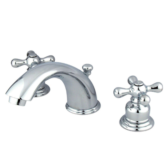 Victorian KB961AX Two-Handle 3-Hole Deck Mount Widespread Bathroom Faucet with Plastic Pop-Up, Polished Chrome