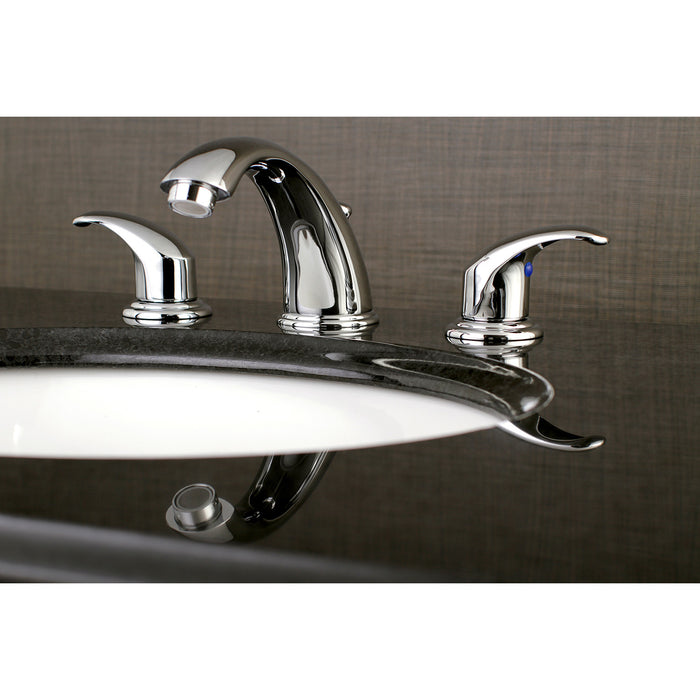 Kingston Tulare KB961LL - Legacy Two-Handle 3-Hole Deck Mount Widespread Bathroom Faucet with Pop-Up Drain, Polished Chrome