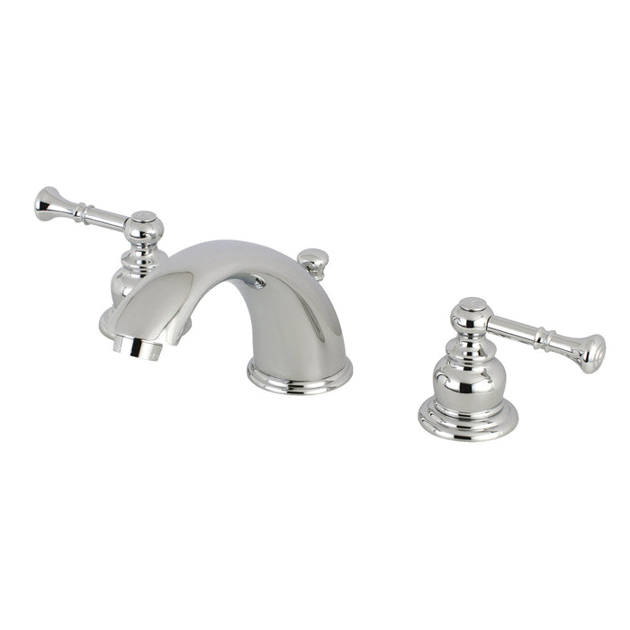 Kingston Tulare KB961NL - Naples Two-Handle 3-Hole Deck Mount Widespread Bathroom Faucet with Pop-Up Drain, Polished Chrome
