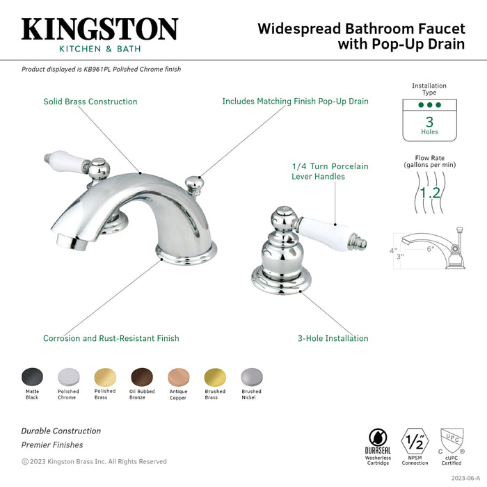 Magellan KB961PL Two-Handle 3-Hole Deck Mount Widespread Bathroom Faucet with Plastic Pop-Up, Polished Chrome
