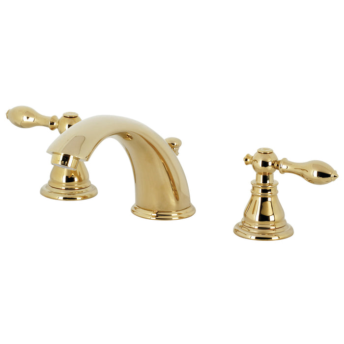 American Classic KB962ACL Two-Handle 3-Hole Deck Mount Widespread Bathroom Faucet with Plastic Pop-Up, Polished Brass