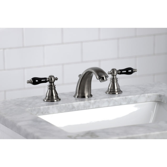 Duchess KB963AKL Two-Handle 3-Hole Deck Mount Widespread Bathroom Faucet with Plastic Pop-Up, Black Stainless