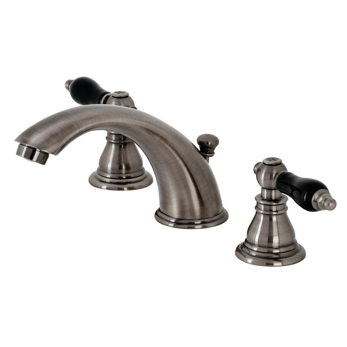 Duchess KB963AKL Two-Handle 3-Hole Deck Mount Widespread Bathroom Faucet with Plastic Pop-Up, Black Stainless
