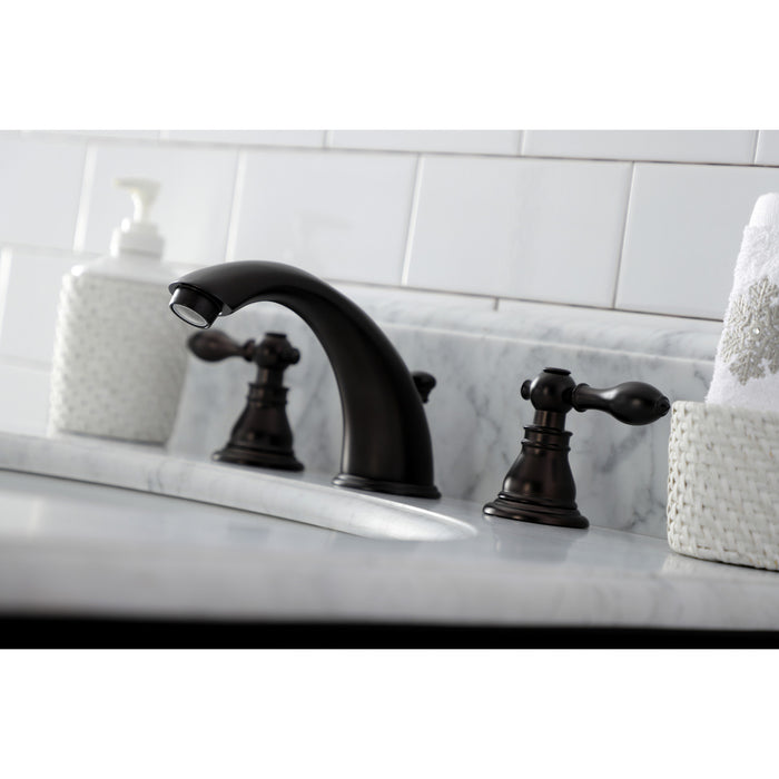 American Classic KB965ACL Two-Handle 3-Hole Deck Mount Widespread Bathroom Faucet with Plastic Pop-Up, Oil Rubbed Bronze