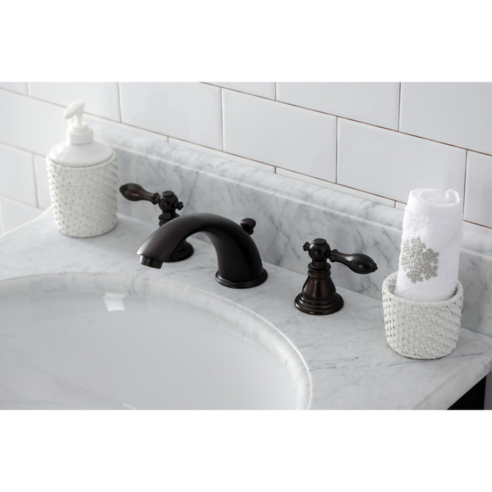 American Classic KB965ACL Two-Handle 3-Hole Deck Mount Widespread Bathroom Faucet with Plastic Pop-Up, Oil Rubbed Bronze