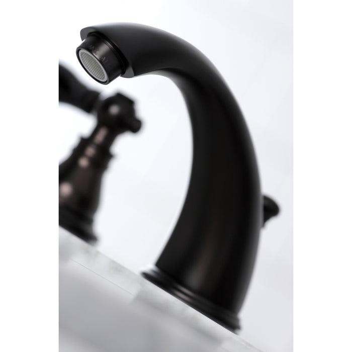 Duchess KB965AKL Two-Handle 3-Hole Deck Mount Widespread Bathroom Faucet with Plastic Pop-Up, Oil Rubbed Bronze