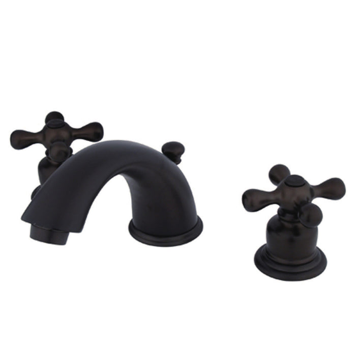 Kingston Heirloom KB965AX - Victorian Two-Handle 3-Hole Deck Mount Widespread Bathroom Faucet with Pop-Up Drain, Oil Rubbed Bronze