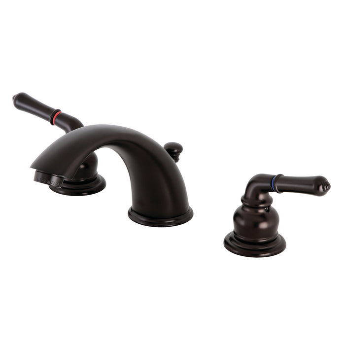 Kingston Tulare KB965B - Magellan Two-Handle 3-Hole Deck Mount Widespread Bathroom Faucet with Brass Pop-Up, Oil Rubbed Bronze