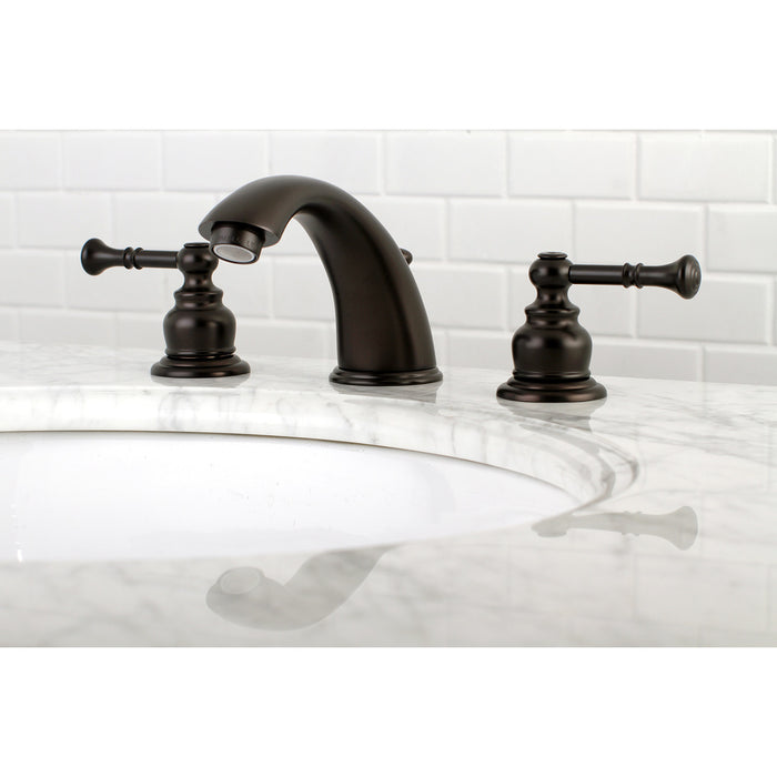 Naples KB965NL Two-Handle 3-Hole Deck Mount Widespread Bathroom Faucet with Plastic Pop-Up, Oil Rubbed Bronze