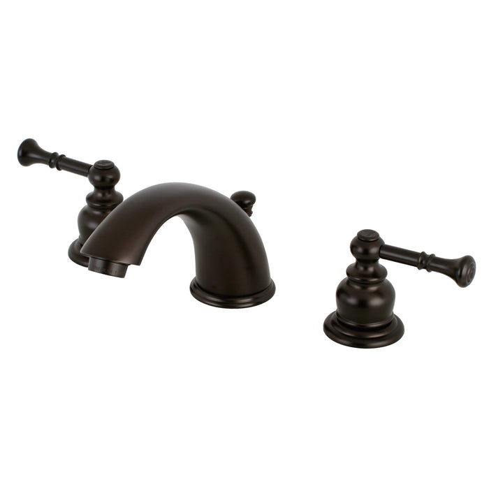 Kingston Tulare KB965NL - Naples Two-Handle 3-Hole Deck Mount Widespread Bathroom Faucet with Pop-Up Drain, Oil Rubbed Bronze