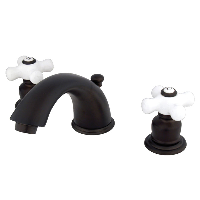 Kingston Heirloom KB965PX - Magellan Two-Handle 3-Hole Deck Mount Widespread Bathroom Faucet with Pop-Up Drain, Oil Rubbed Bronze
