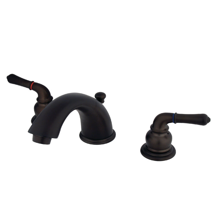 Kingston Tulare KB965 - Magellan Two-Handle 3-Hole Deck Mount Widespread Bathroom Faucet with Pop-Up Drain, Oil Rubbed Bronze