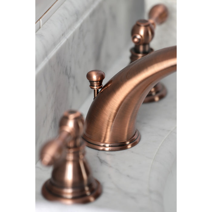 American Classic KB966ACL Two-Handle 3-Hole Deck Mount Widespread Bathroom Faucet with Plastic Pop-Up, Antique Copper