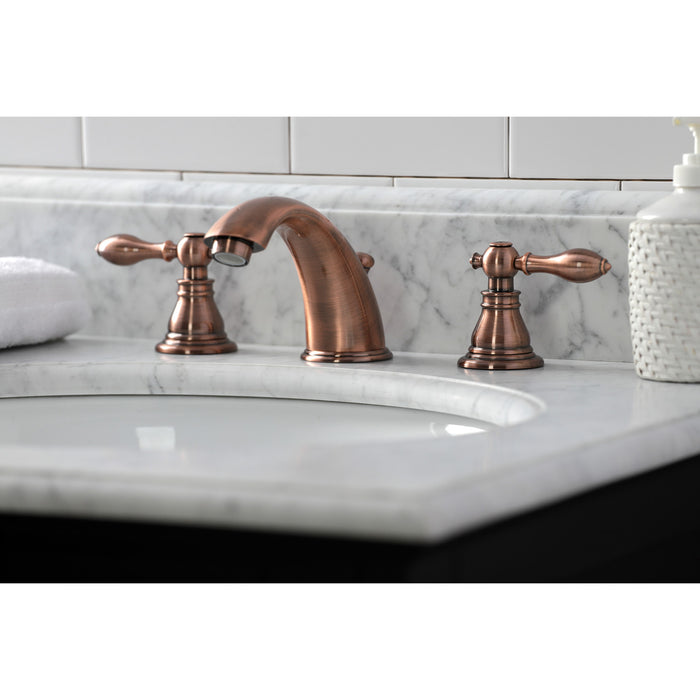 American Classic KB966ACL Two-Handle 3-Hole Deck Mount Widespread Bathroom Faucet with Plastic Pop-Up, Antique Copper