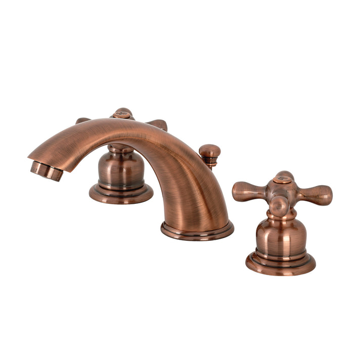 Kingston Heirloom KB966AX - Victorian Two-Handle 3-Hole Deck Mount Widespread Bathroom Faucet with Pop-Up Drain, Antique Copper
