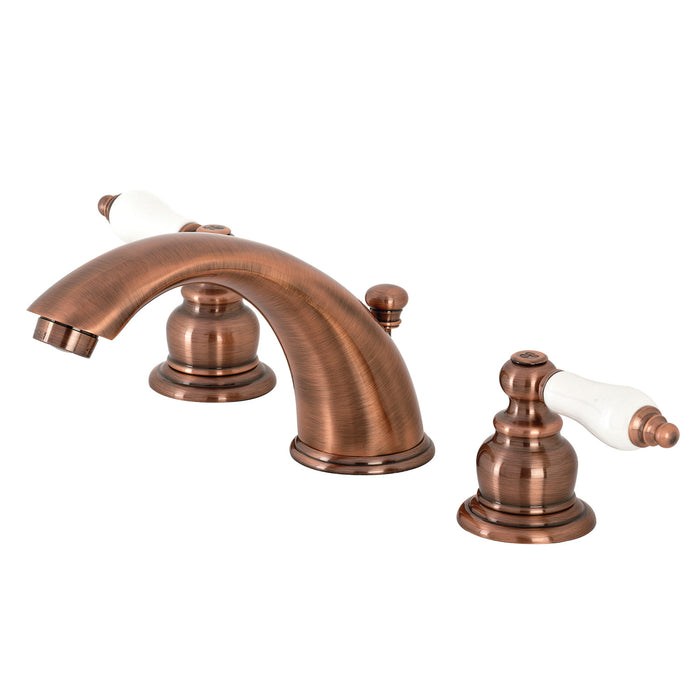 Magellan KB966PL Two-Handle 3-Hole Deck Mount Widespread Bathroom Faucet with Plastic Pop-Up, Antique Copper
