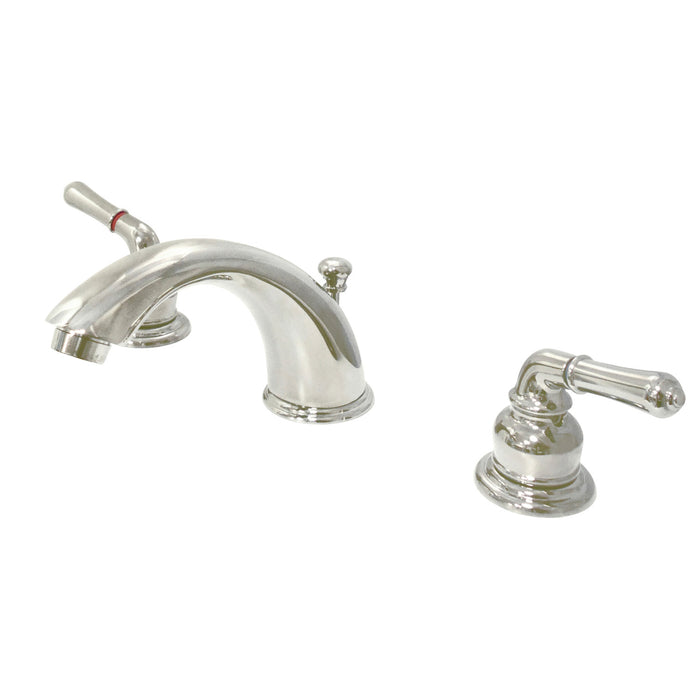 Kingston Tulare KB966PN - Magellan Two-Handle 3-Hole Deck Mount Widespread Bathroom Faucet with Pop-Up Drain, Polished Nickel