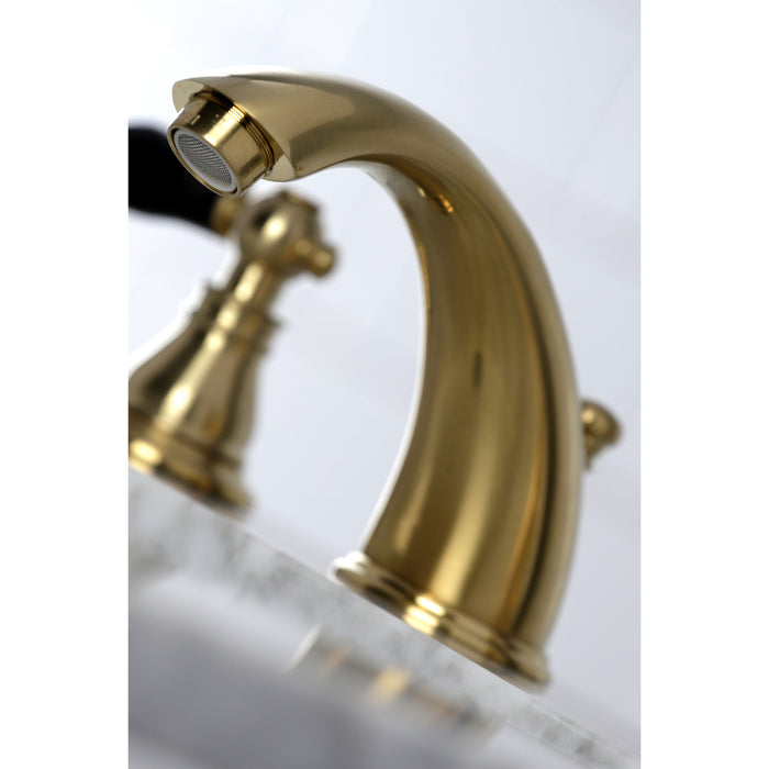 Duchess KB967AKLSB Two-Handle 3-Hole Deck Mount Widespread Bathroom Faucet with Plastic Pop-Up, Brushed Brass