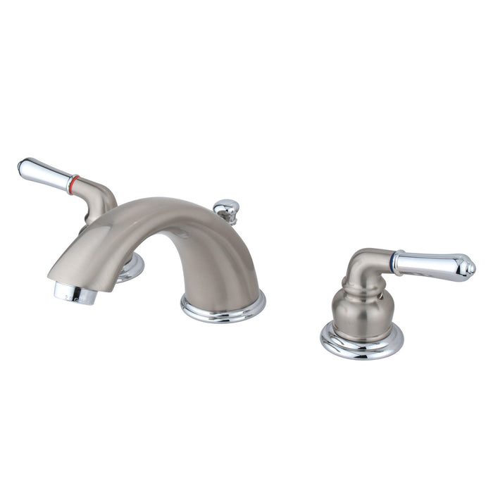 Magellan KB967 Two-Handle 3-Hole Deck Mount Widespread Bathroom Faucet with Plastic Pop-Up, Brushed Nickel/Polished Chrome
