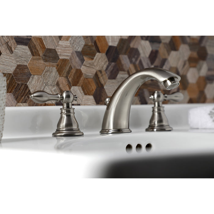 American Classic KB968ACL Two-Handle 3-Hole Deck Mount Widespread Bathroom Faucet with Plastic Pop-Up, Brushed Nickel