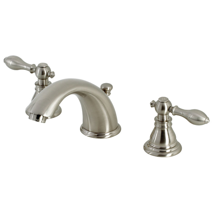 Kingston Tulare KB968ACL - American Classic Two-Handle 3-Hole Deck Mount Widespread Bathroom Faucet with Pop-Up Drain, Brushed Nickel
