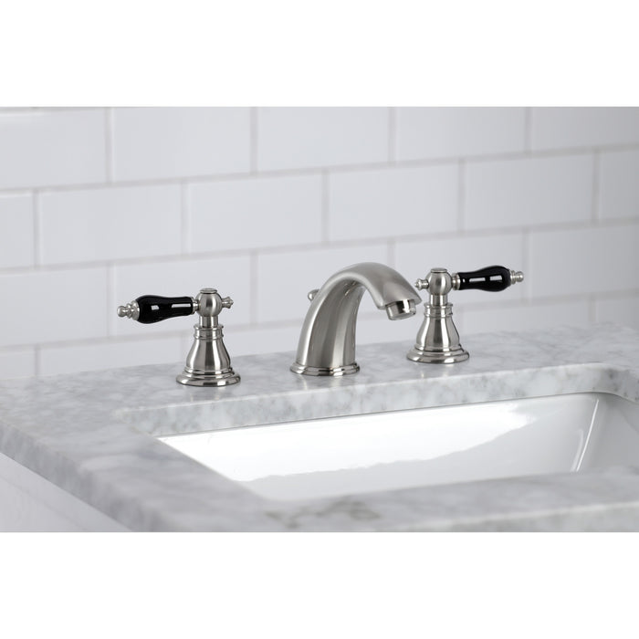 Kingston Heirloom KB968AKL - Duchess Two-Handle 3-Hole Deck Mount Widespread Bathroom Faucet with Pop-Up Drain, Brushed Nickel