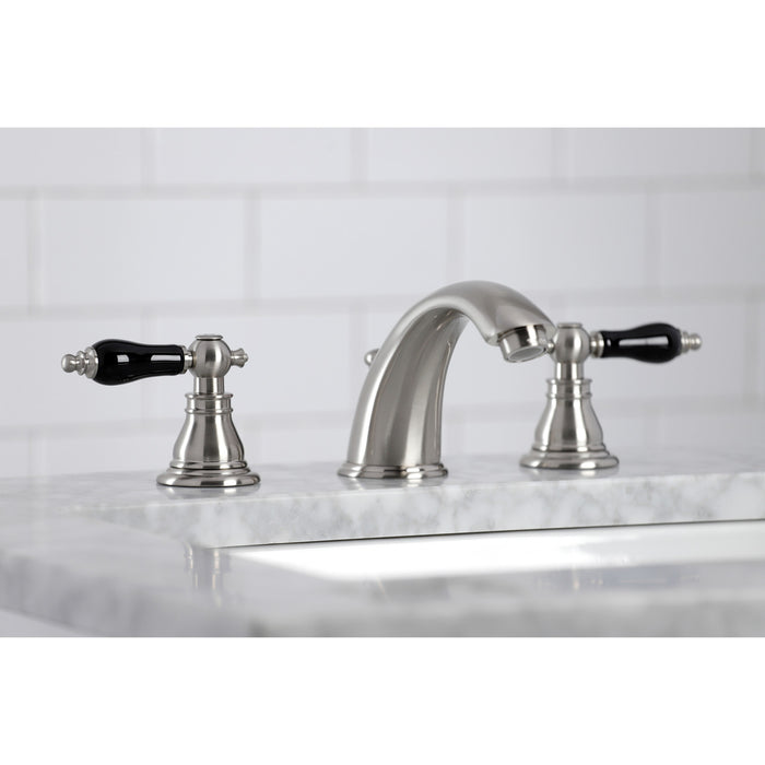 Kingston Heirloom KB968AKL - Duchess Two-Handle 3-Hole Deck Mount Widespread Bathroom Faucet with Pop-Up Drain, Brushed Nickel
