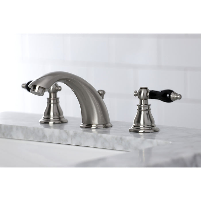 Kingston Heirloom KB968AKL - Duchess Two-Handle 3-Hole Deck Mount Widespread Bathroom Faucet with Pop-Up Drain, Brushed Nickel