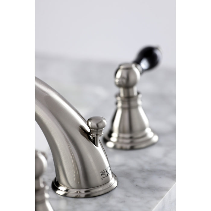 Kingston Heirloom KB968AKL - Duchess Two-Handle 3-Hole Deck Mount Widespread Bathroom Faucet with Pop-Up Drain, Brushed Nickel