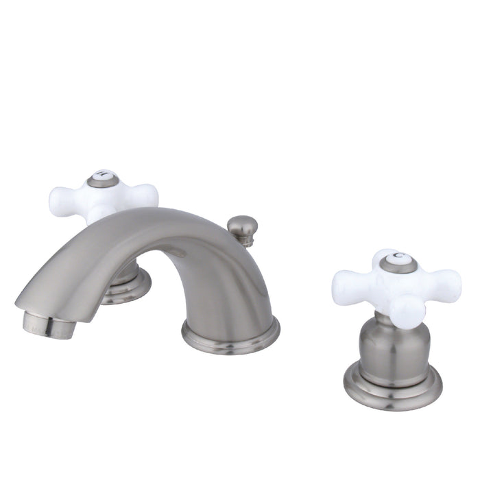 Magellan KB968PX Two-Handle 3-Hole Deck Mount Widespread Bathroom Faucet with Plastic Pop-Up, Brushed Nickel