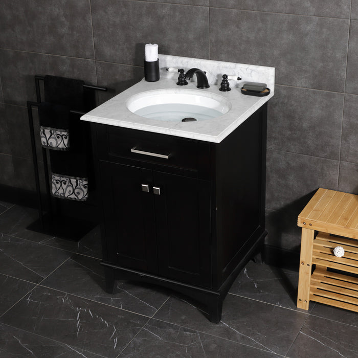 Kingston Heirloom KB970B - Victorian Two-Handle 3-Hole Deck Mount Widespread Bathroom Faucet with Pop-Up Drain, Matte Black