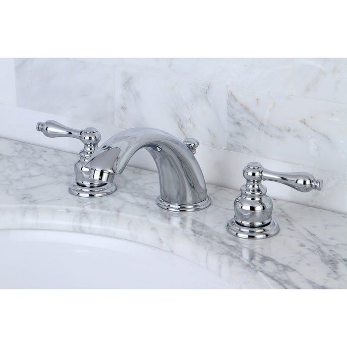 Victorian KB971ALB Two-Handle 3-Hole Deck Mount Widespread Bathroom Faucet with Brass Pop-Up, Polished Chrome