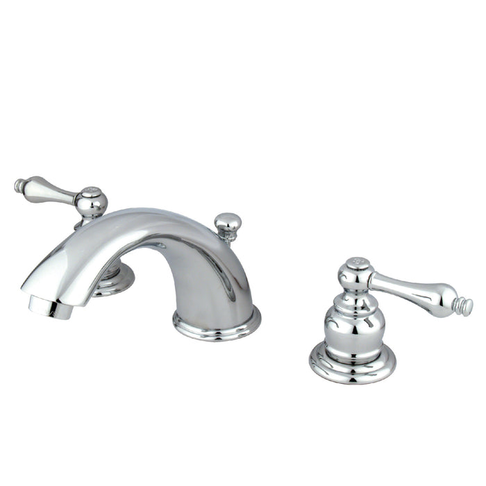 Kingston Heirloom KB971AL - Victorian Two-Handle 3-Hole Deck Mount Widespread Bathroom Faucet with Pop-Up Drain, Polished Chrome