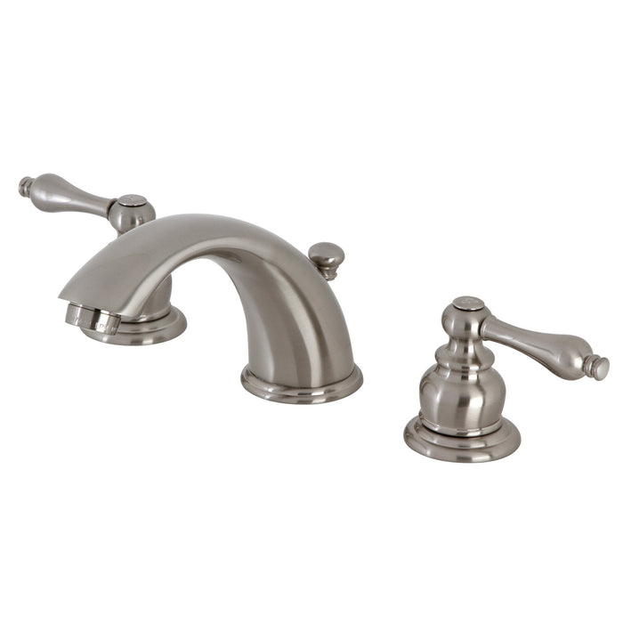 Victorian KB978ALB Two-Handle 3-Hole Deck Mount Widespread Bathroom Faucet with Brass Pop-Up, Brushed Nickel