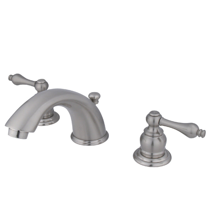 Victorian KB978AL Two-Handle 3-Hole Deck Mount Widespread Bathroom Faucet with Plastic Pop-Up, Brushed Nickel